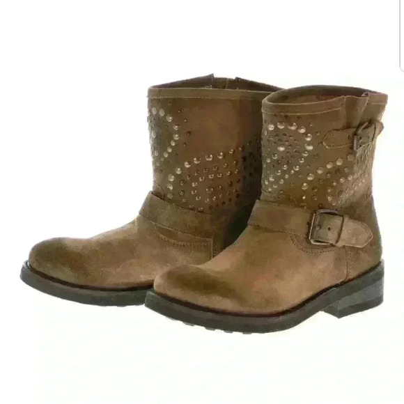 Ash Titanic Brown Leather Suede Studded Biker Boot - Picture 5 of 5